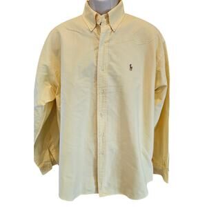 Ralph lauren thick cotton Blake long sleeve yellow button up casual work L FLAW^